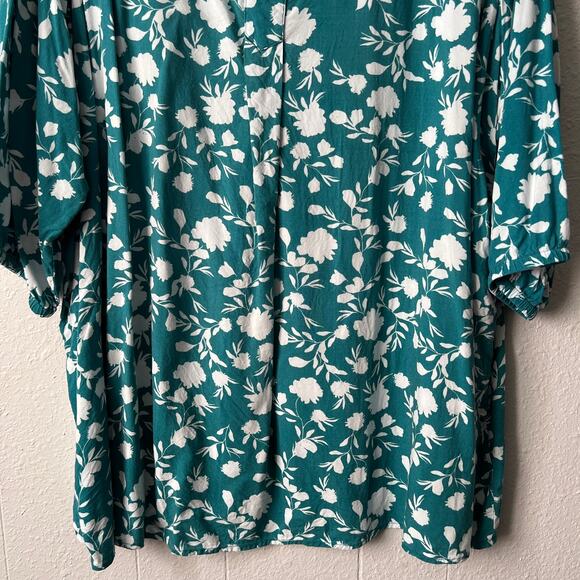 Woman Within Top 3X Floral Puff Sleeve Relaxed Comfort Casual Everyday Wear - Picture 4 of 12